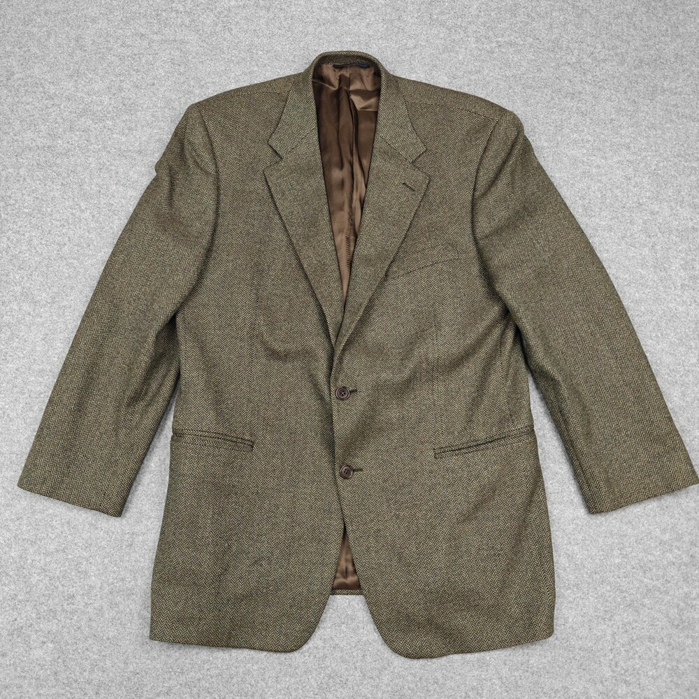 Brooks Brothers Blazer Mens 54R Brown Wool Herringbone Tweed Sport Coat Jacket